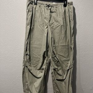 Divided Parachute Pants Womens Medium Gray Super Baggy Retro Banded Ankle